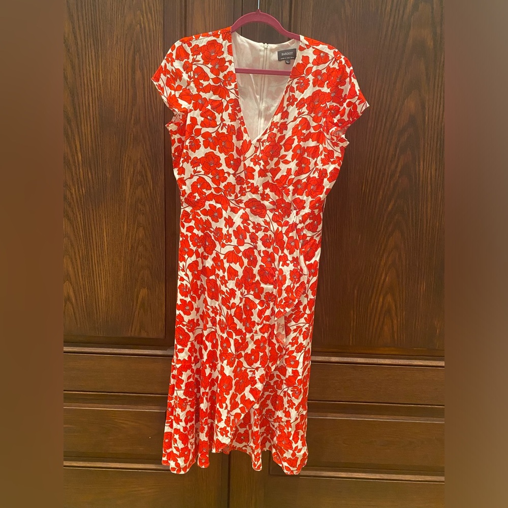 Bardot Scarlet and Ivory Floral Midi Dress